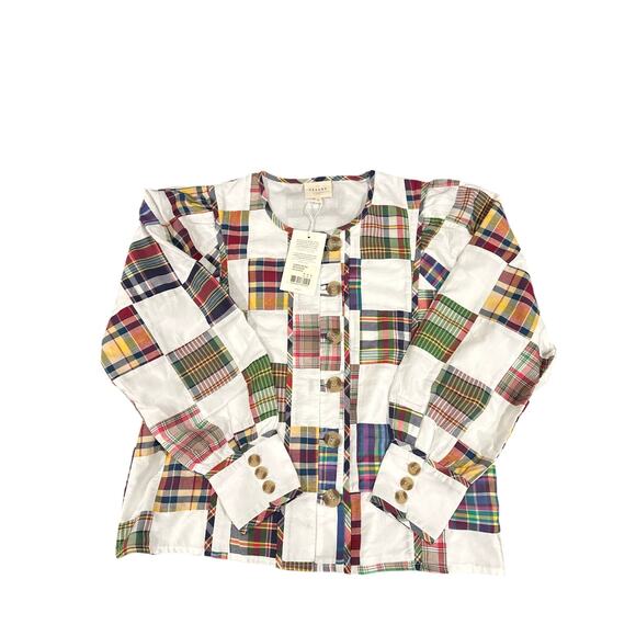 Sezane Chemise Bruna Patchwork Long Sleeve Blouse FR 46 US 14 Boho Cottagecore - Picture 10 of 13